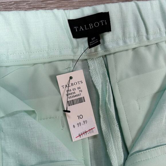 NWT Talbots Linen Pants Mint Green Straight Leg High Rise Summer 10 - Picture 6 of 6